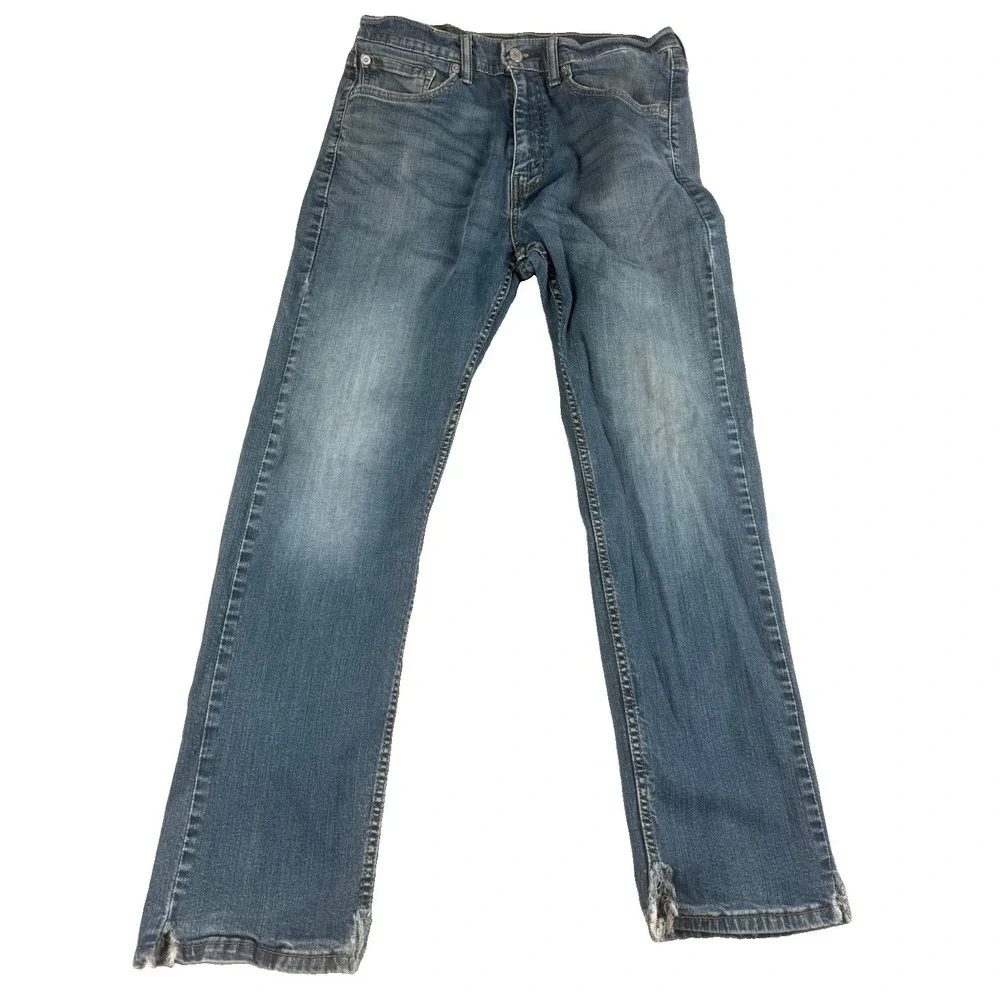 Levi's 505 Jeans Men's 32x30 Blue Denim Regular Fit Distressed Frayed Hem